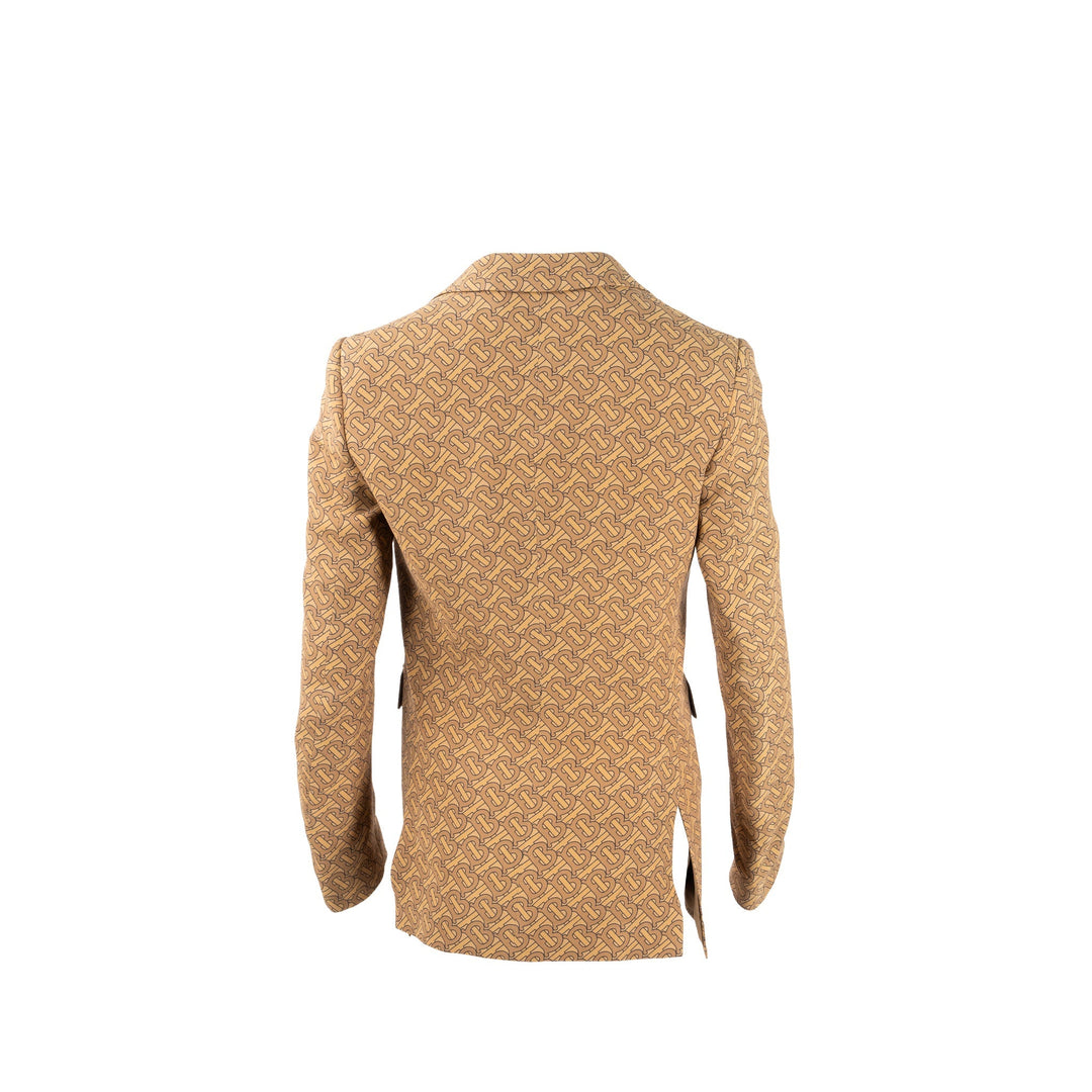 Burberry Size IT36 Monogram Print Slim-Fit Blazer Silk Tawny
