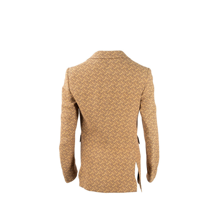 Burberry Size IT36 Monogram Print Slim-Fit Blazer Silk Tawny