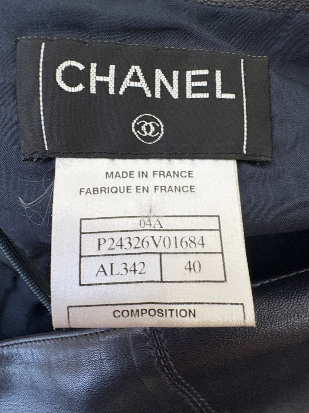 Top Quality Chanel Navy Lambskin Leather Skirt with Small Top Quality Chanel Plaque Detail Size FR 40 (UK 12)
