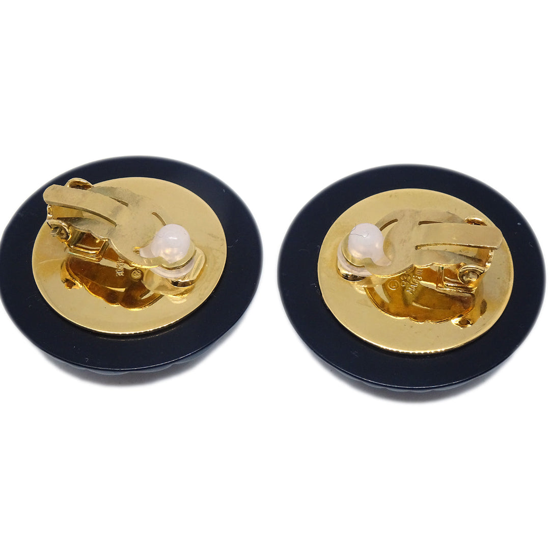 Top Quality Chanel 1993 Earrings Clip-On Gold Black