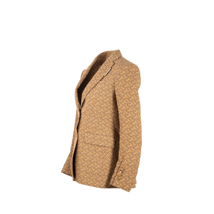 Burberry Size IT36 Monogram Print Slim-Fit Blazer Silk Tawny
