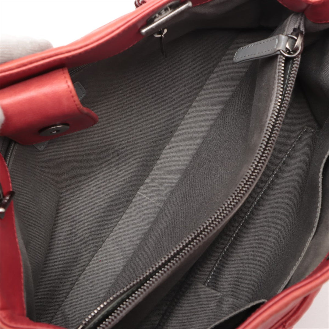 Top Quality Chanel Coco Leather Chain Top Bag Red Black X Silver G  18th
