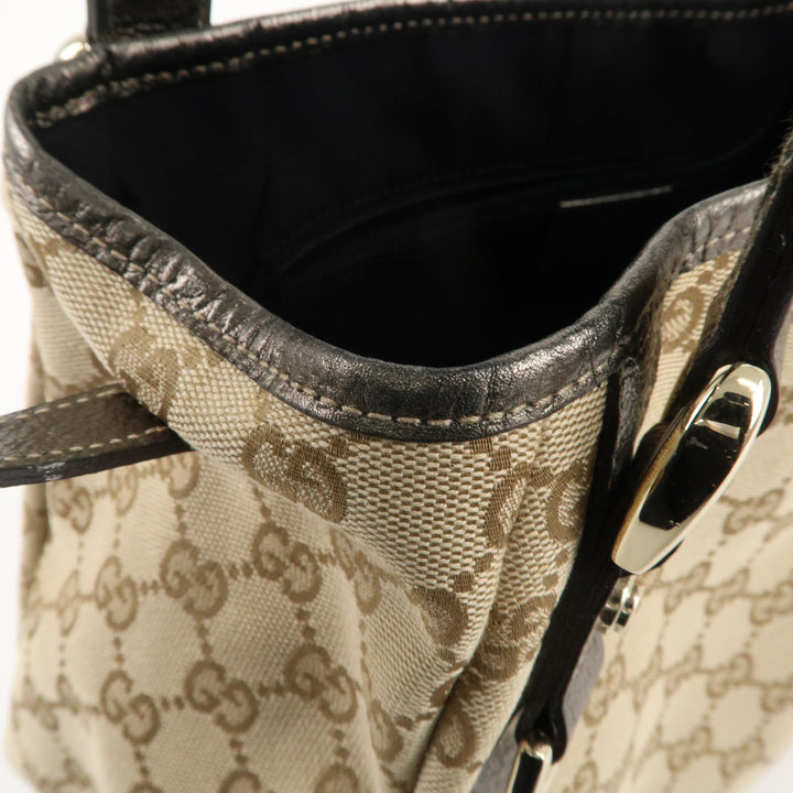 GUCCI Abbey GG Canvas Leather Tote Hand Bag Beige 130736