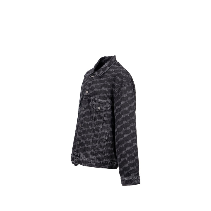 Top Quality Balenciaga size XS oversized logo-print denim jacket black
