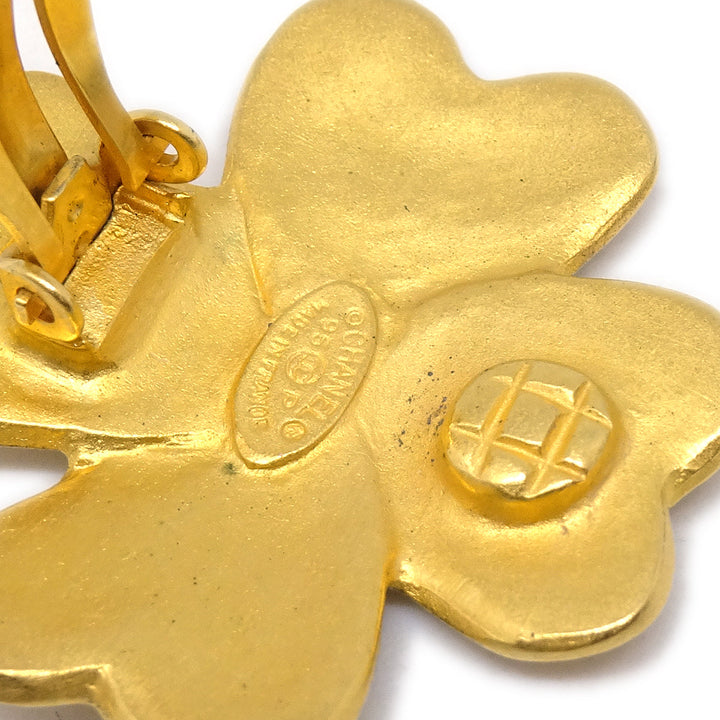 Top Quality Chanel Clover Earrings Clip-On Gold 95P