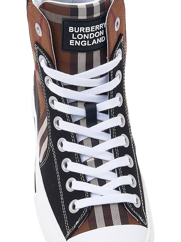 Burberry Vintage Check Cotton Neoprene High Top Sneakers Dark Birch Brown