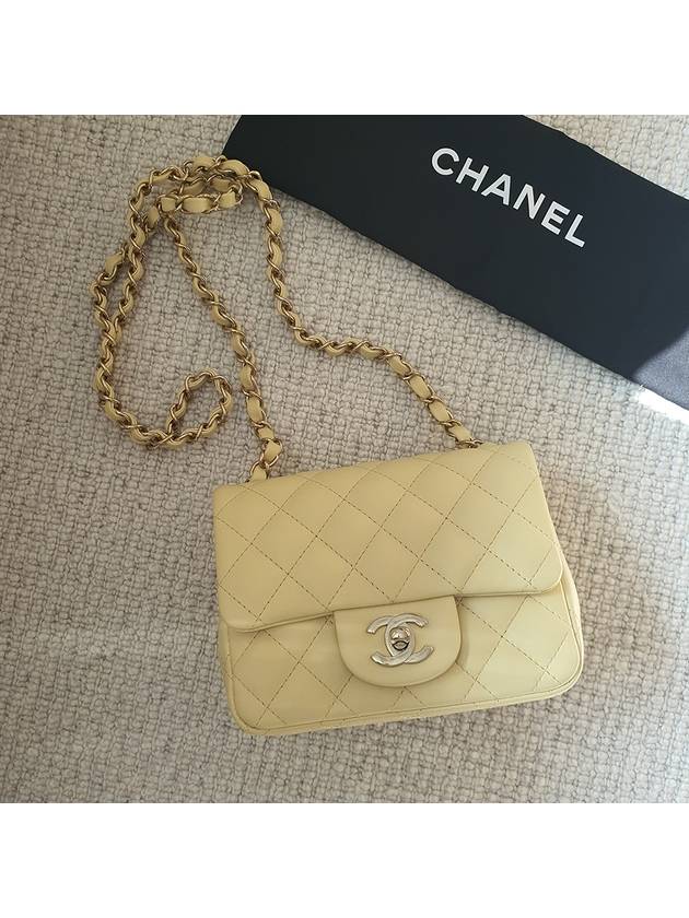 Mini Flap Lambskin Cross Bag Light Yellow Chanel