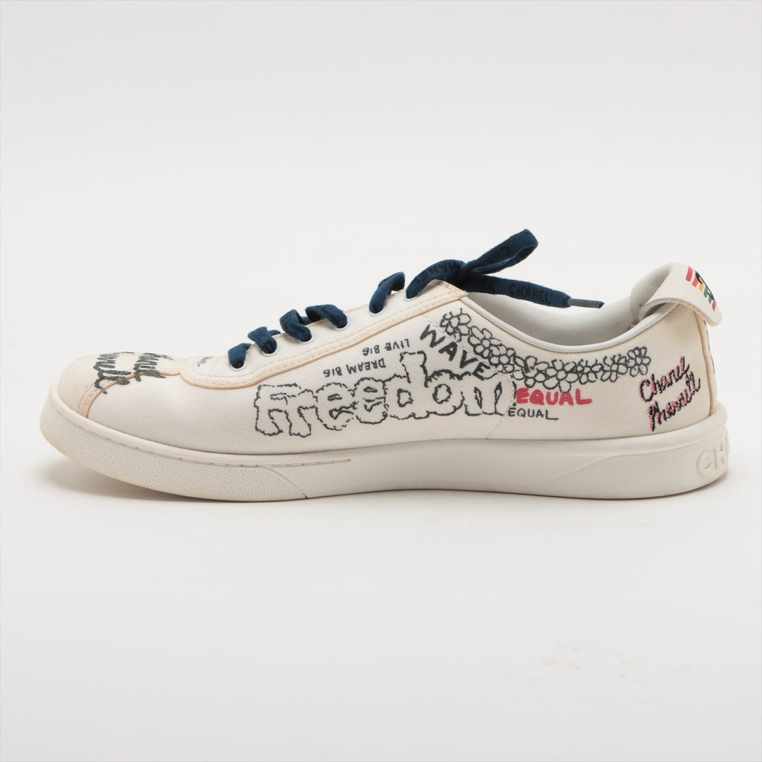 Top Quality Chanel Coco Canvas  Leather Trainers 44 Men White G34878