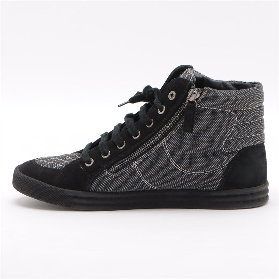 Top Quality Chanel Coco sweat x canvas high-cut sneaker 39 ladies black x white G30617 mattress double jeep stick  happy market shop