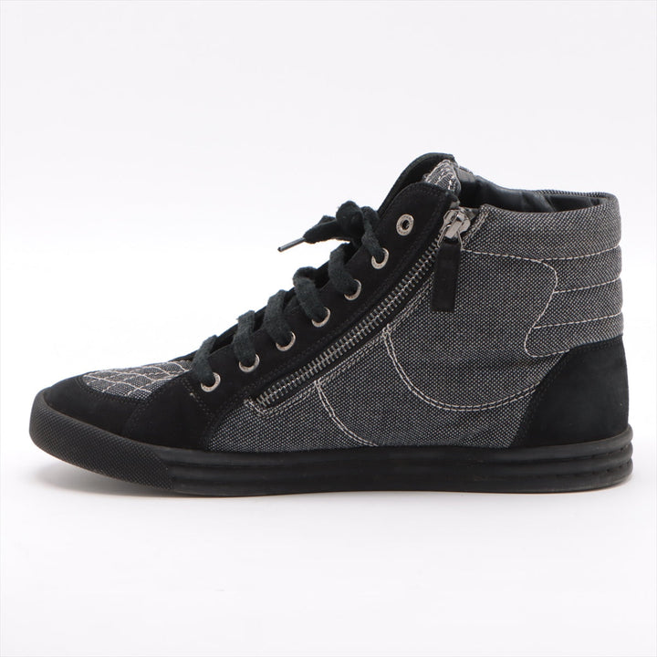 Top Quality Chanel Coco sweat x canvas high-cut sneaker 39 ladies black x white G30617 mattress double jeep stick  happy market shop