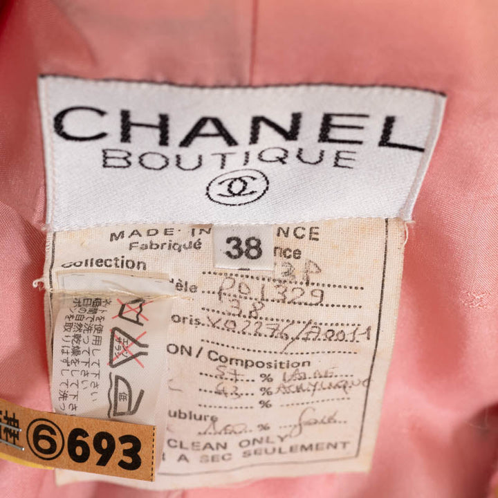 Top Quality Chanel Check Cocomark Button Terrard Jacket Pink Multicolor Wool Silk Ladies CHANEL