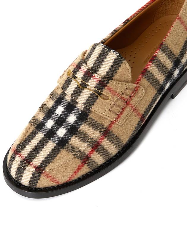 Burberry Checked Wool Loafers Archive Beige