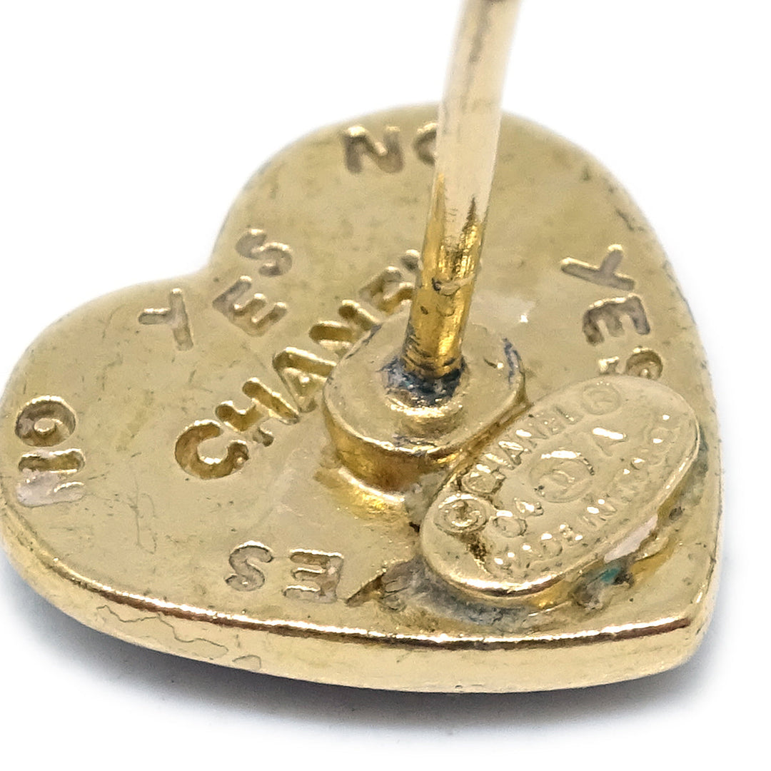 Top Quality Chanel Heart Piercing Earrings Gold Black 04A