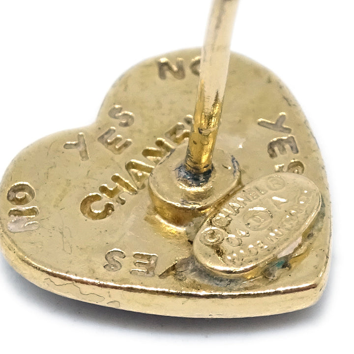 Top Quality Chanel Heart Piercing Earrings Gold Black 04A