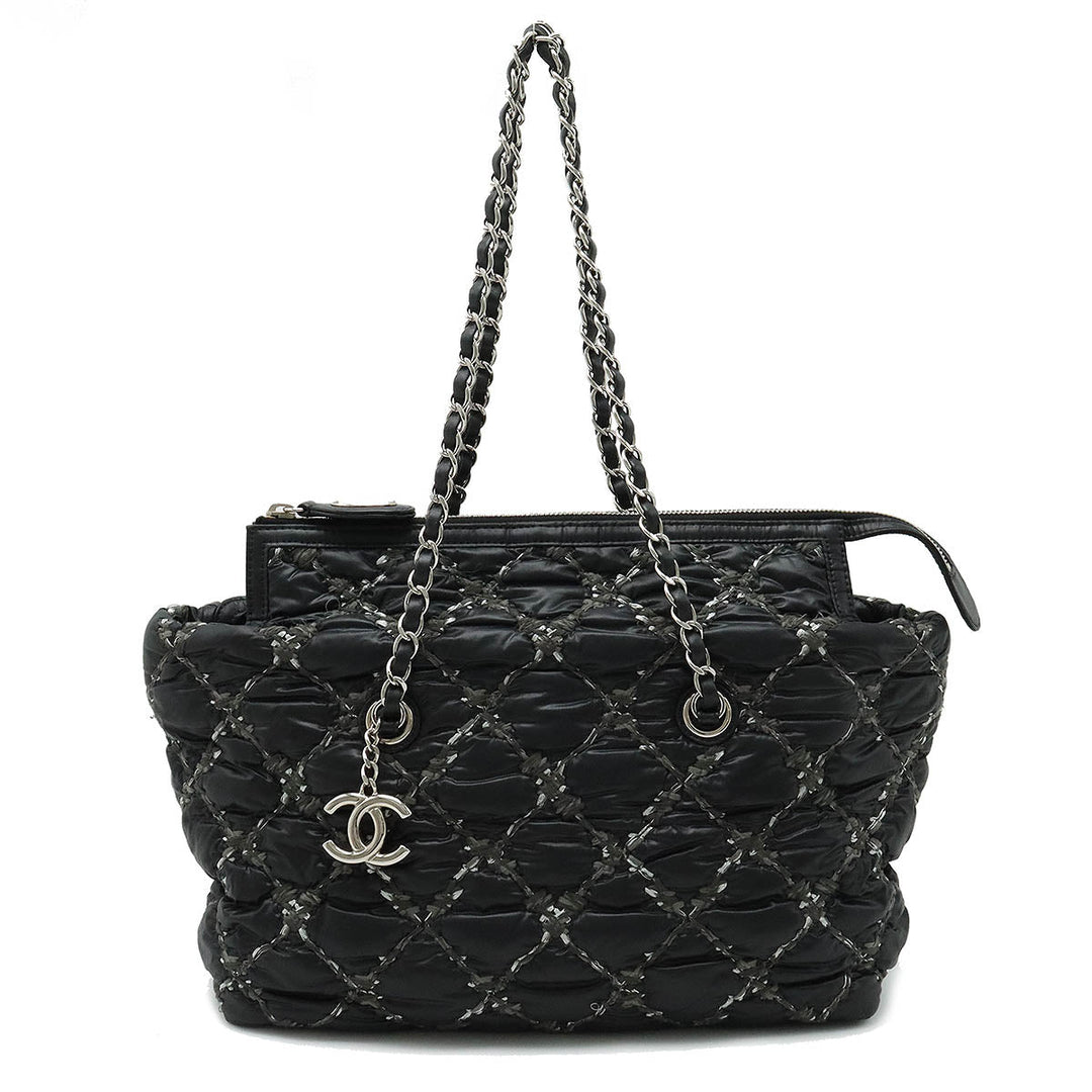 Top Quality Chanel Top Quality Chanel PARIVISANCE KILTING Chain Shoulder Bag Nylon Dark Grey Black Silver  A50633