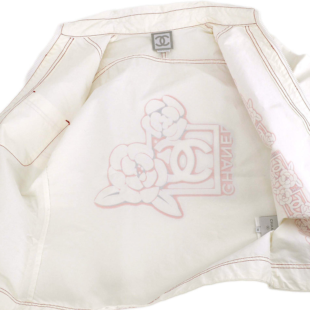 Top Quality Chanel 05S #38 Sport Line Short Sleeve Zip Shirt Tops White