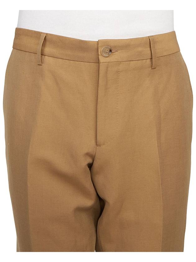 Burberry Wool Linen Tailored Straight Pants Camel