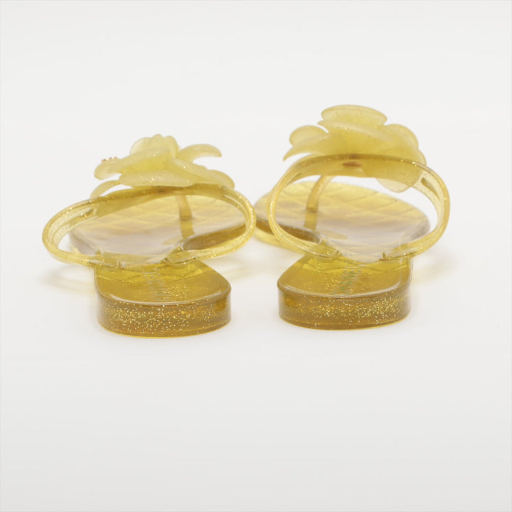 Top Quality Chanel Coco Camellia Laver Beach Sandal 36  Yellow Earl