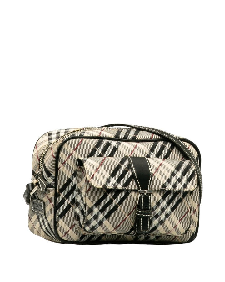 BURBERRY Women's Check Pattern Canvas Camera Bag -  in Brown