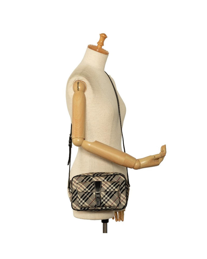 BURBERRY Women's Check Pattern Canvas Camera Bag -  in Brown