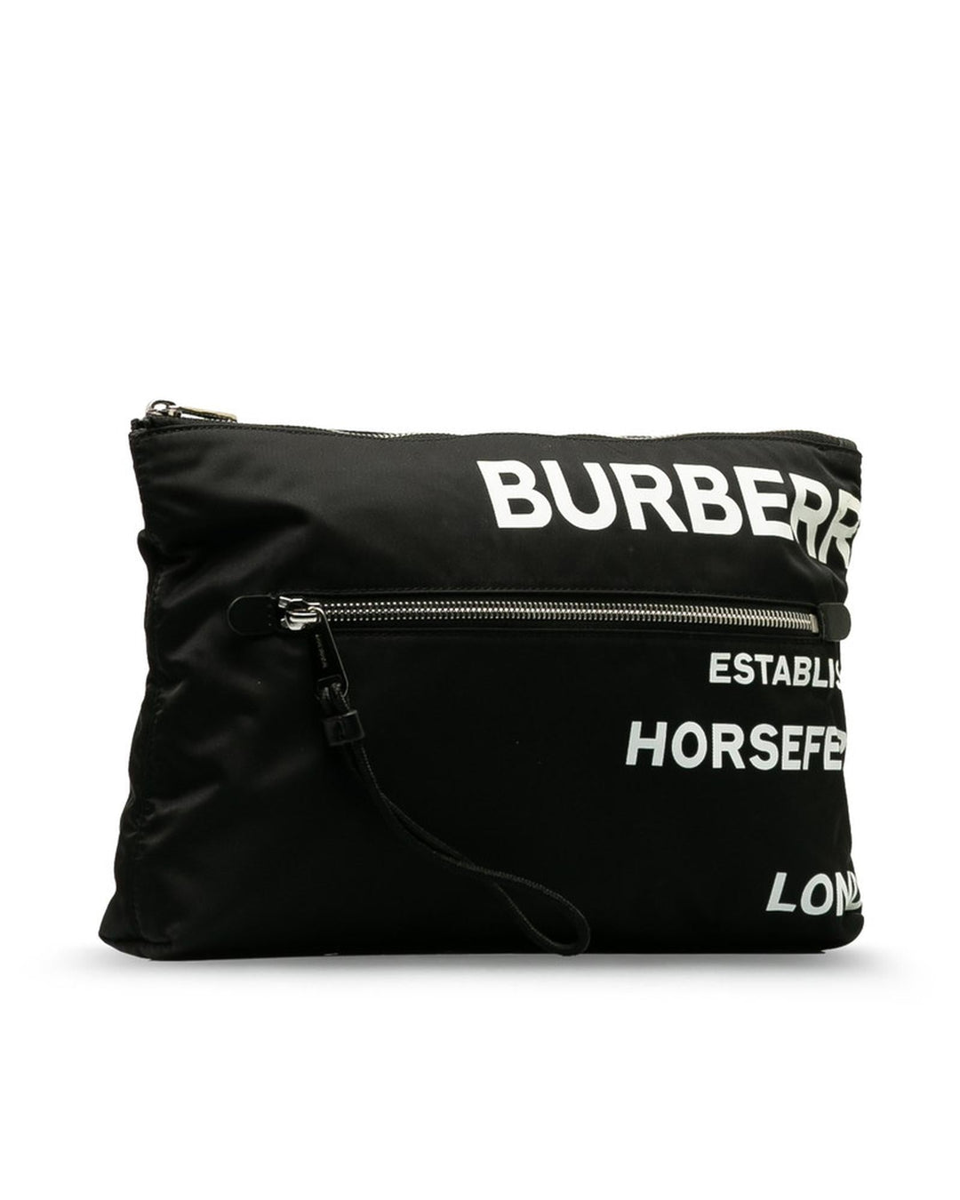 BURBERRY Women's Black Nylon Horseferry Print Clutch Bag in Black