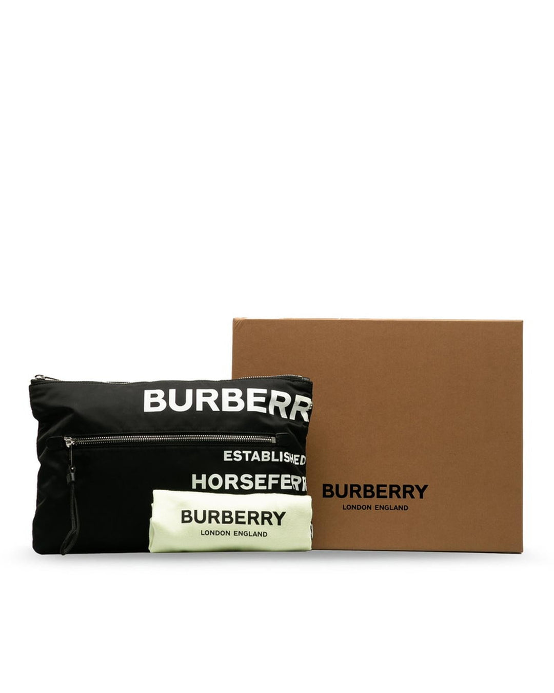 BURBERRY Women's Black Nylon Horseferry Print Clutch Bag in Black