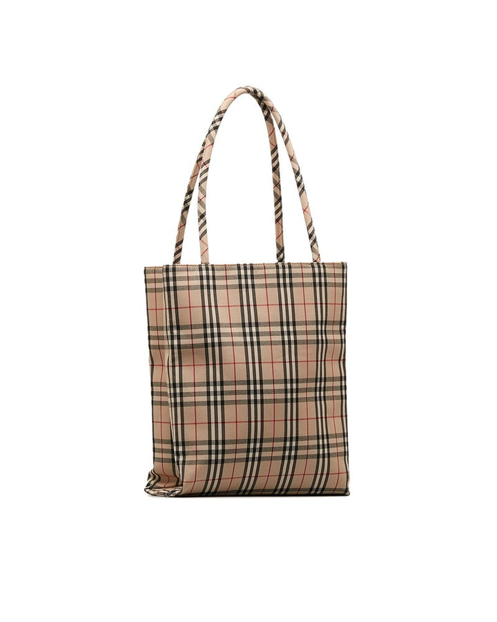 BURBERRY Women's Check Canvas Tote Bag in Brown