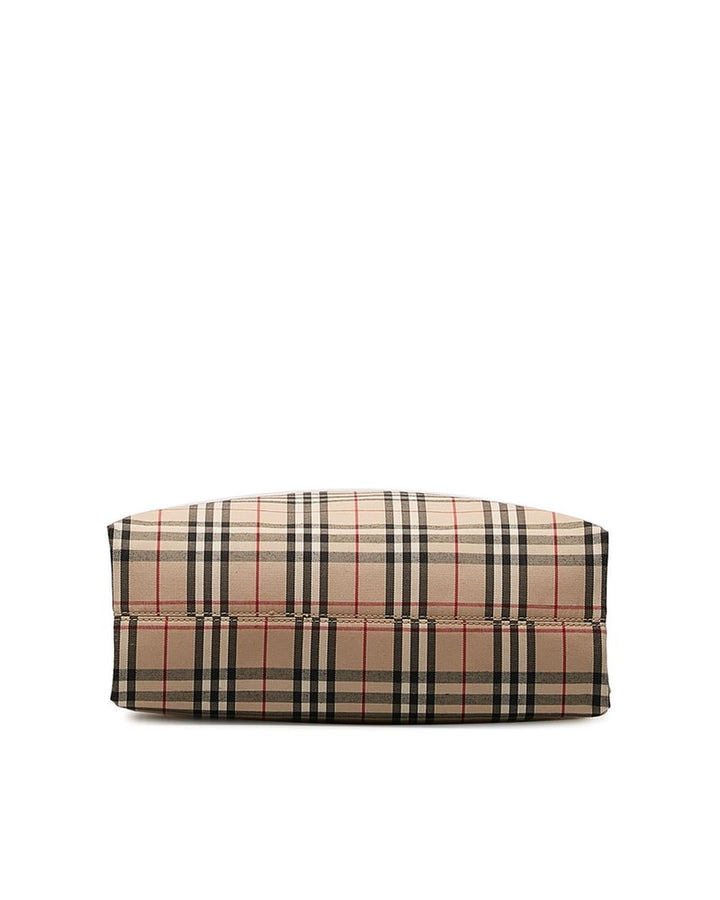 BURBERRY Women's Check Canvas Tote Bag in Brown