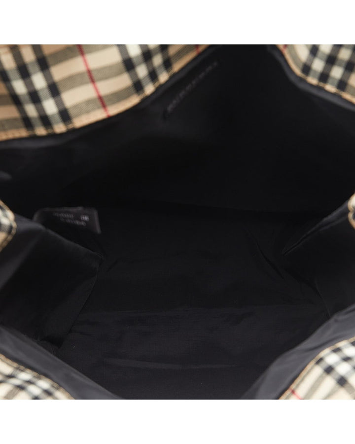 BURBERRY Women's Check Canvas Tote Bag in Brown