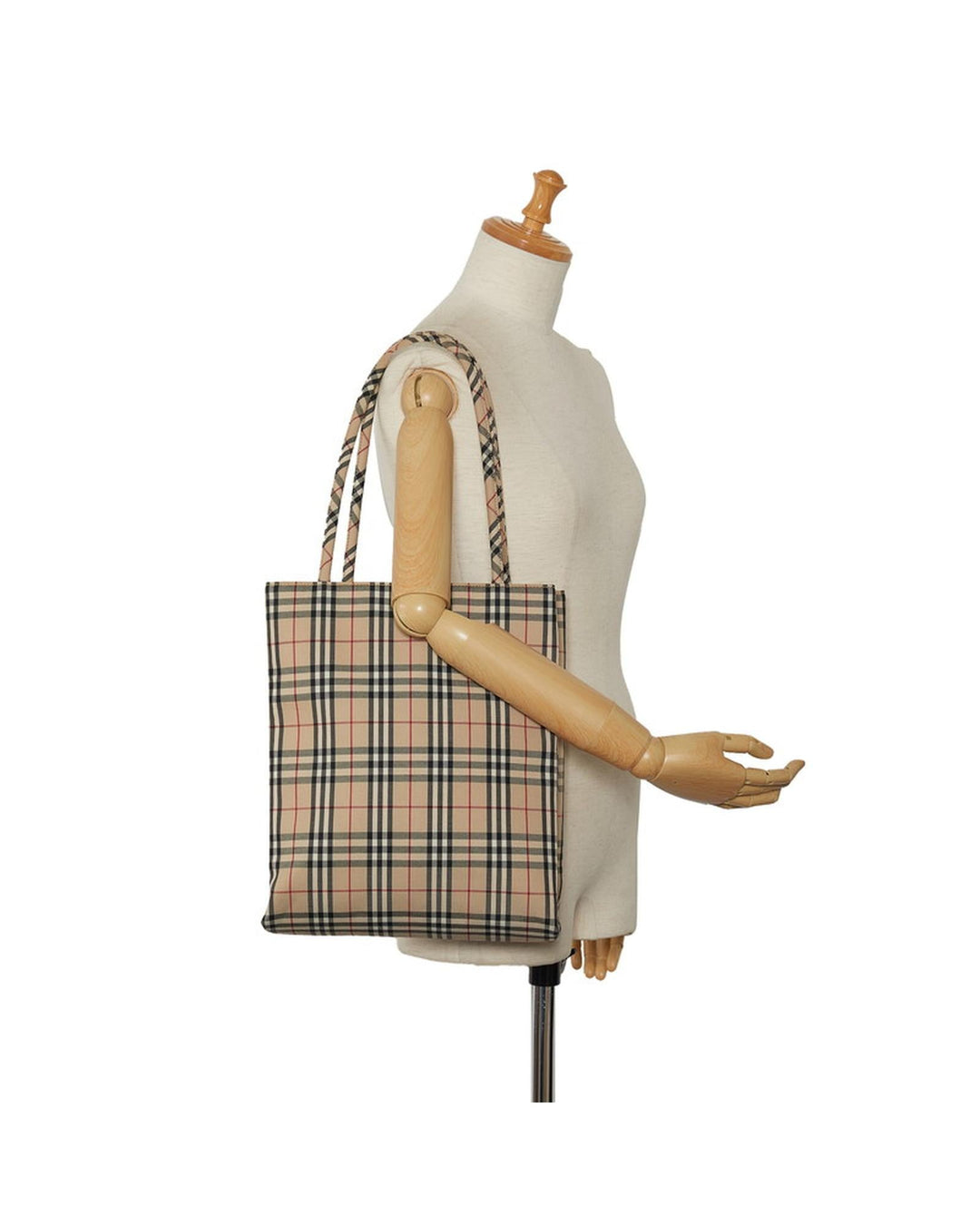 BURBERRY Women's Check Canvas Tote Bag in Brown