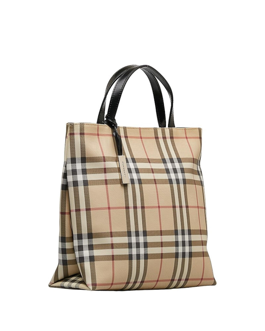 BURBERRY Women's Check Canvas Handbag in Brown in Brown