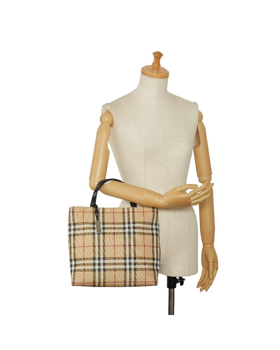 BURBERRY Women's Check Canvas Handbag in Brown in Brown