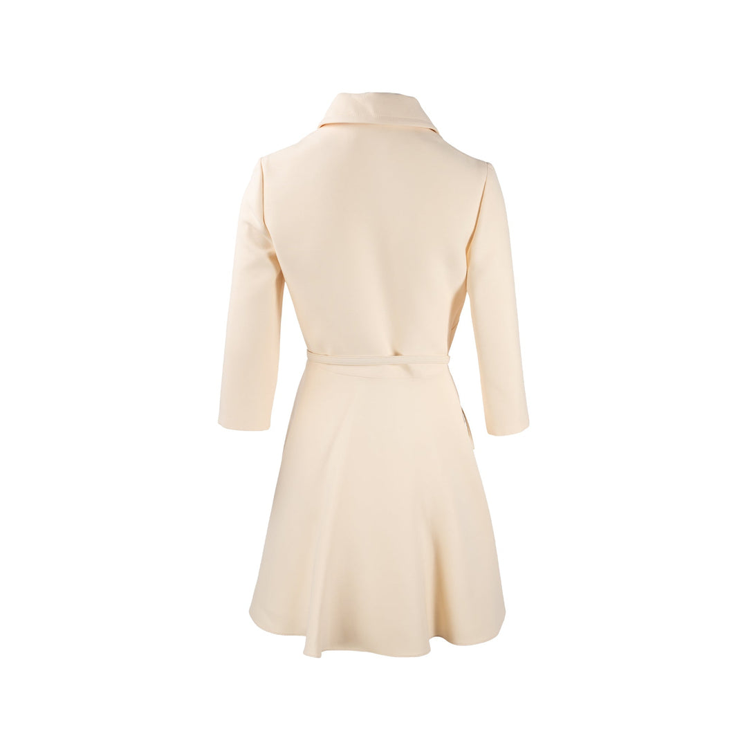 Top quality Dior Size 38 Zip Dress with belt Wool/Silk Ecru