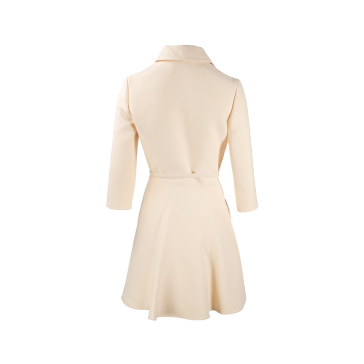 Top quality Dior Size 38 Zip Dress with belt Wool/Silk Ecru