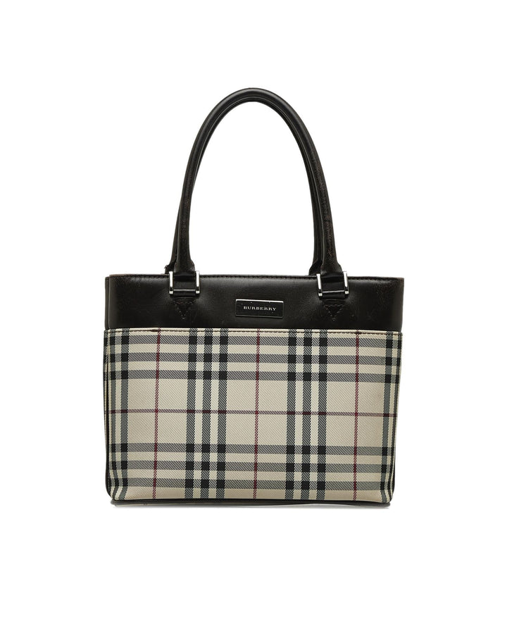 BURBERRY Women's Canvas and Leather Handbag in Brown