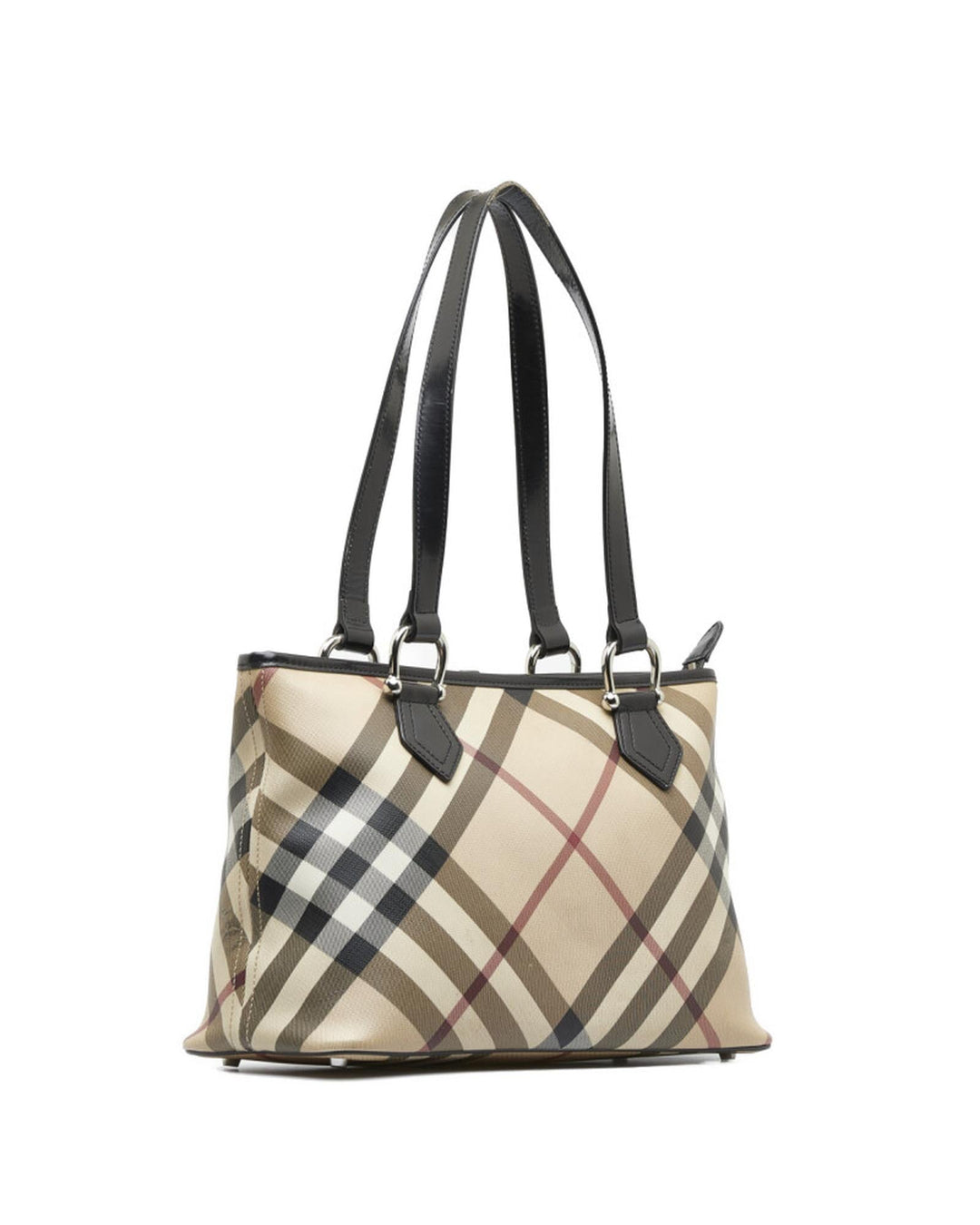 BURBERRY Women's Check Canvas Tote Bag in Beige in Beige