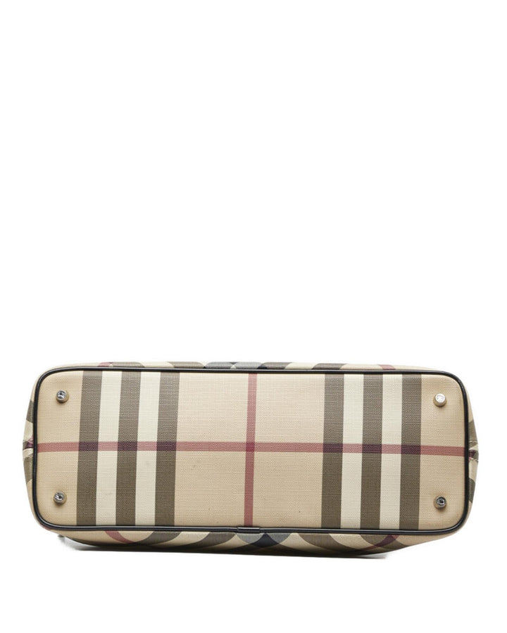 BURBERRY Women's Check Canvas Tote Bag in Beige in Beige