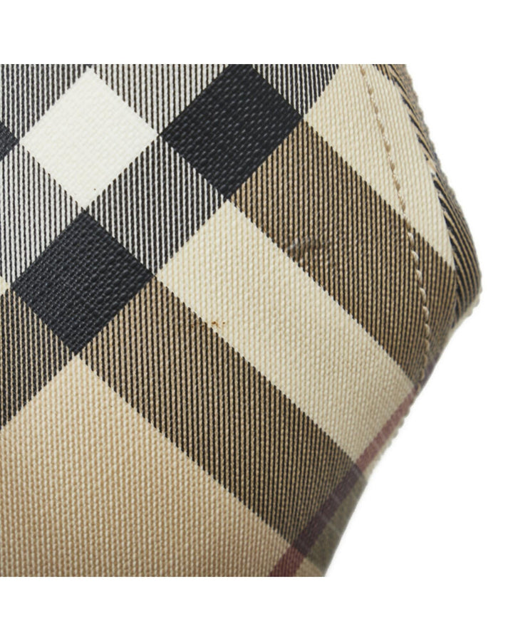 BURBERRY Women's Check Canvas Tote Bag in Beige in Beige