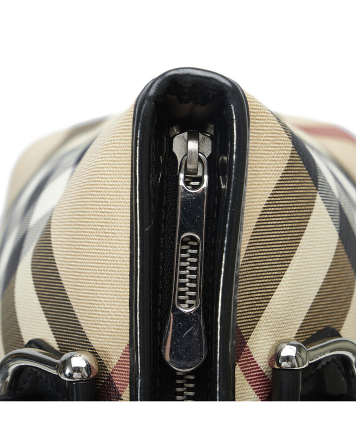 BURBERRY Women's Check Canvas Tote Bag in Beige in Beige