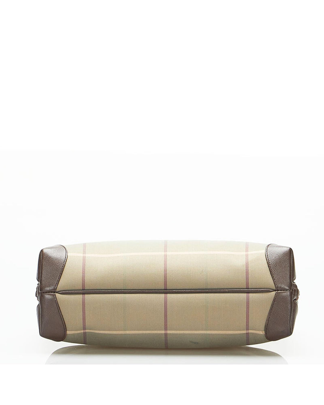 BURBERRY Women's Bronze Plaid Canvas Handbag - A Condition in Bronze