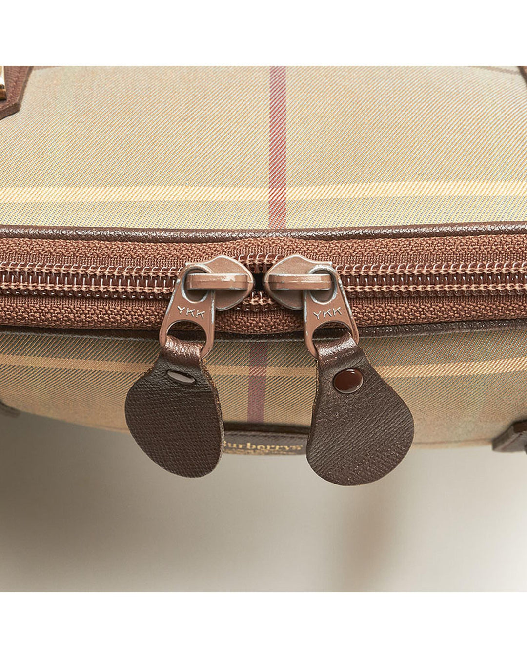BURBERRY Women's Bronze Plaid Canvas Handbag - A Condition in Bronze