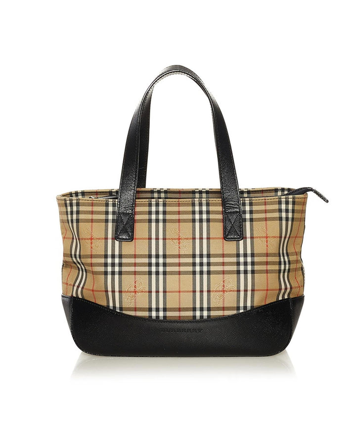 BURBERRY Women's Checkered Beige Handbag in Excellent Condition in Beige
