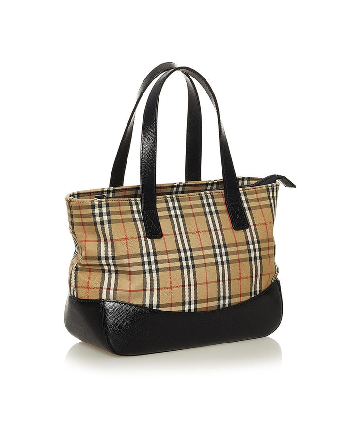 BURBERRY Women's Checkered Beige Handbag in Excellent Condition in Beige