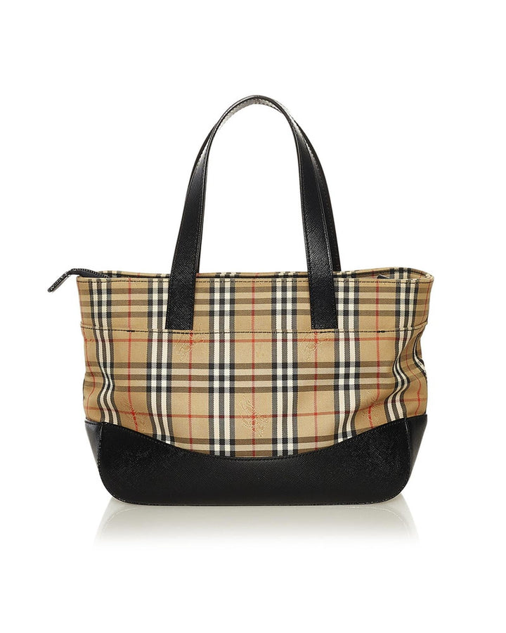 BURBERRY Women's Checkered Beige Handbag in Excellent Condition in Beige