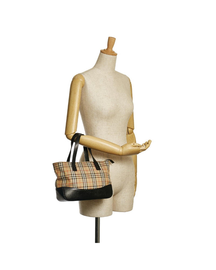 BURBERRY Women's Checkered Beige Handbag in Excellent Condition in Beige