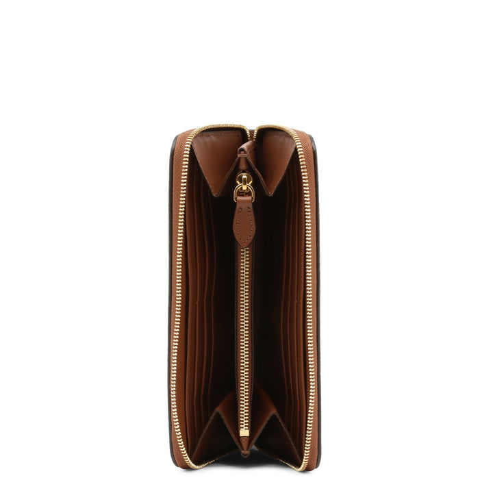 BURBERRY Women's Leather Zip Wallet with Multiple Compartments in Brown