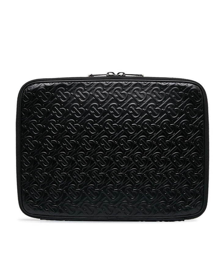 BURBERRY Women's Black Embossed Logo Laptop Case Bag in Black
