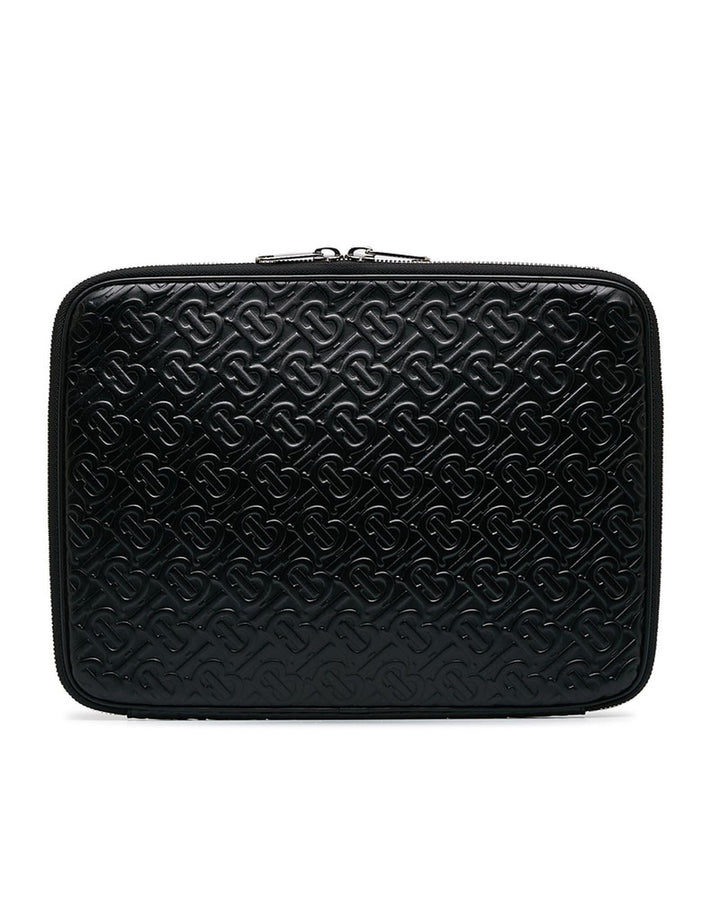 BURBERRY Women's Black Embossed Logo Laptop Case Bag in Black