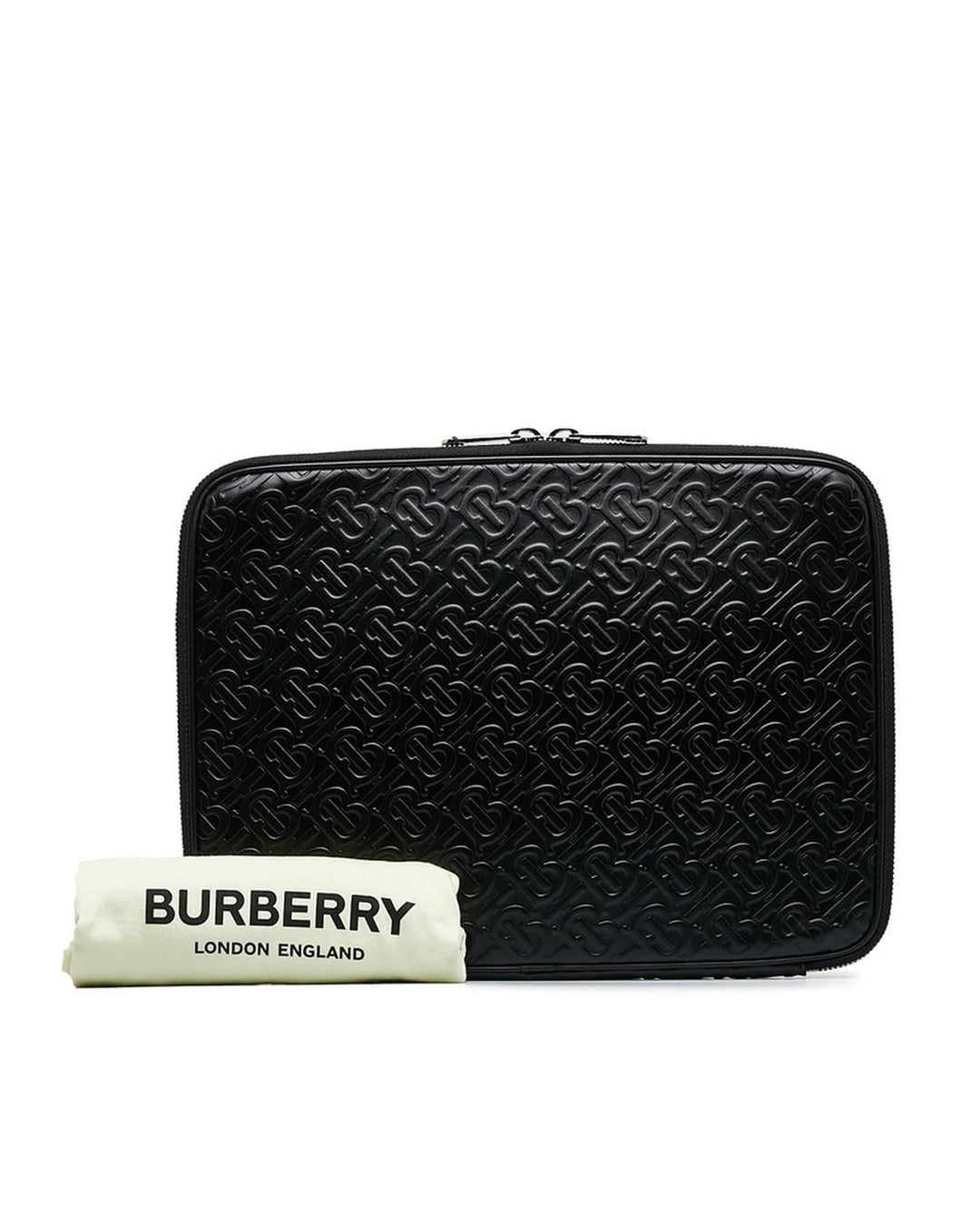 BURBERRY Women's Black Embossed Logo Laptop Case Bag in Black