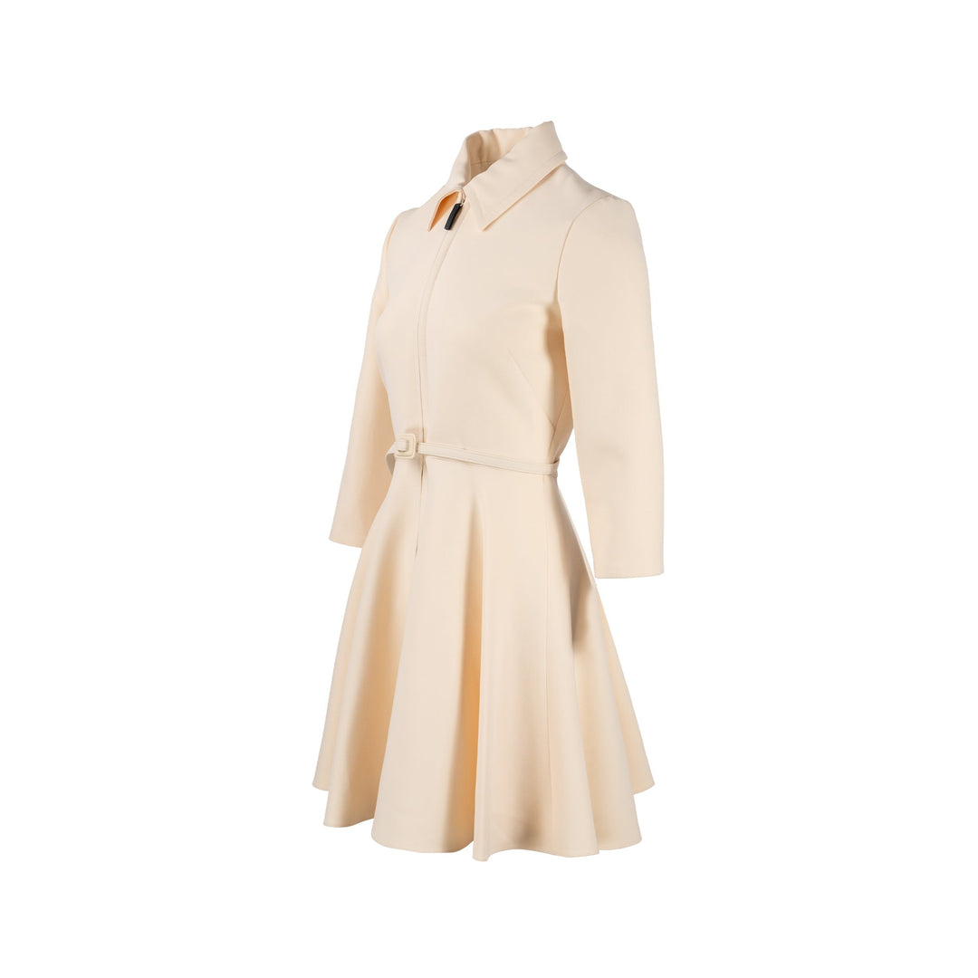 Top quality Dior Size 38 Zip Dress with belt Wool/Silk Ecru